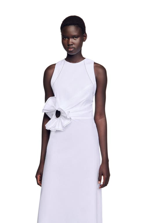 Sandro Ruffled Sleeveless Maxi Dress In White