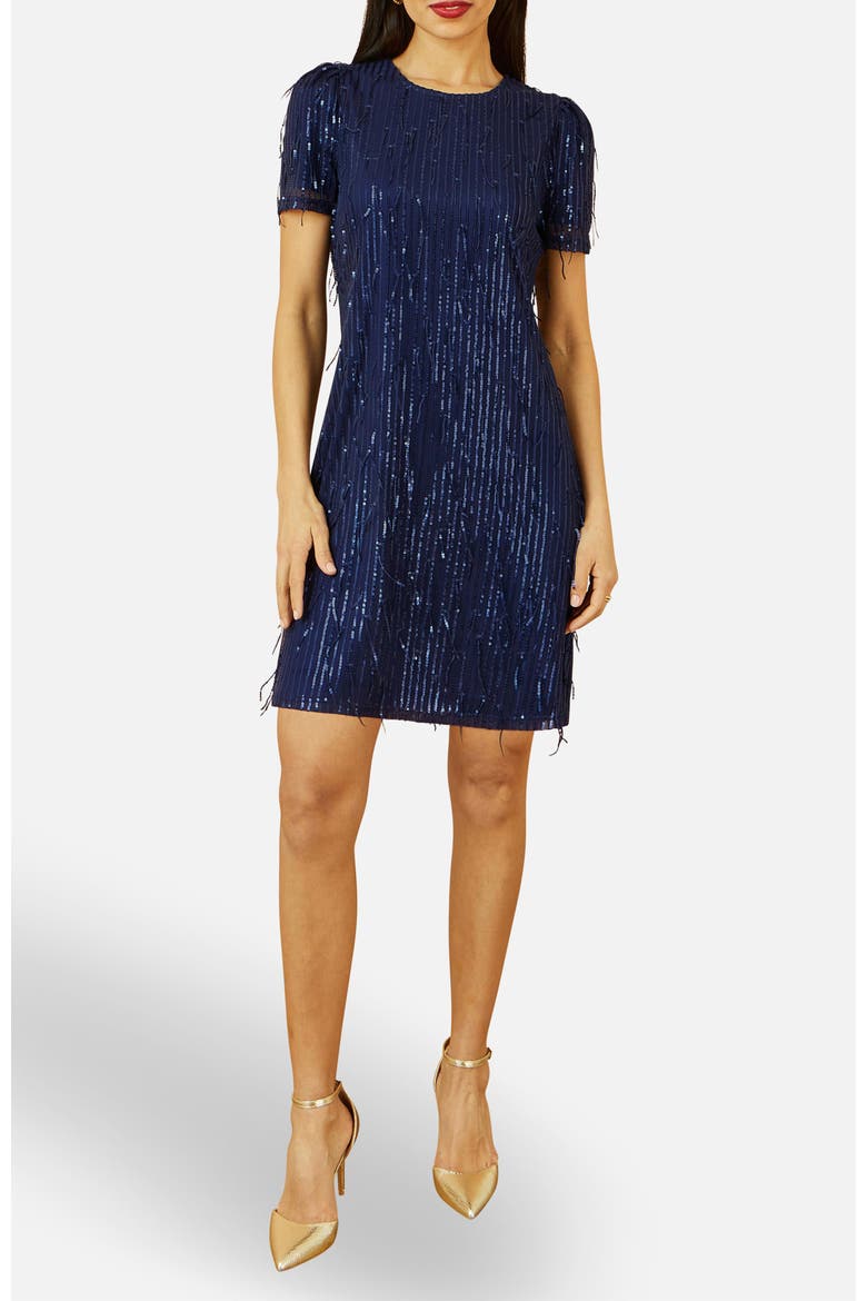 Dripping Sequin Tunic Dress, Alternate, color, Navy