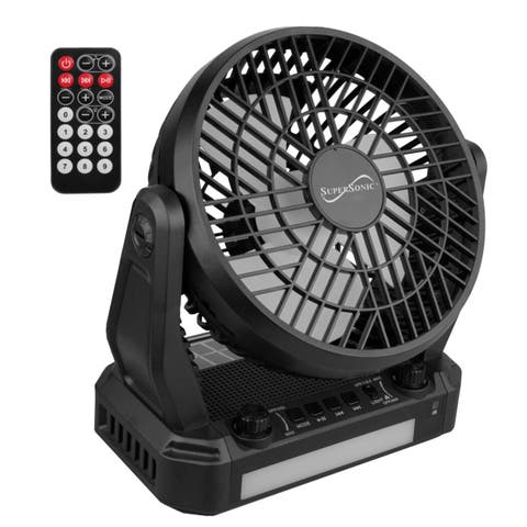 Solar Power Fan W/  Speaker, LED Flashlight, Remote
