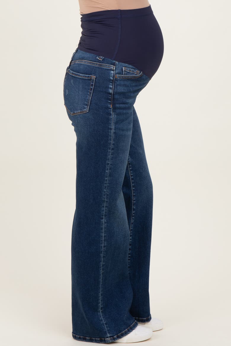 Dark Wash Relaxed Wide Leg Maternity Jeans, Alternate, color, Navy Blue