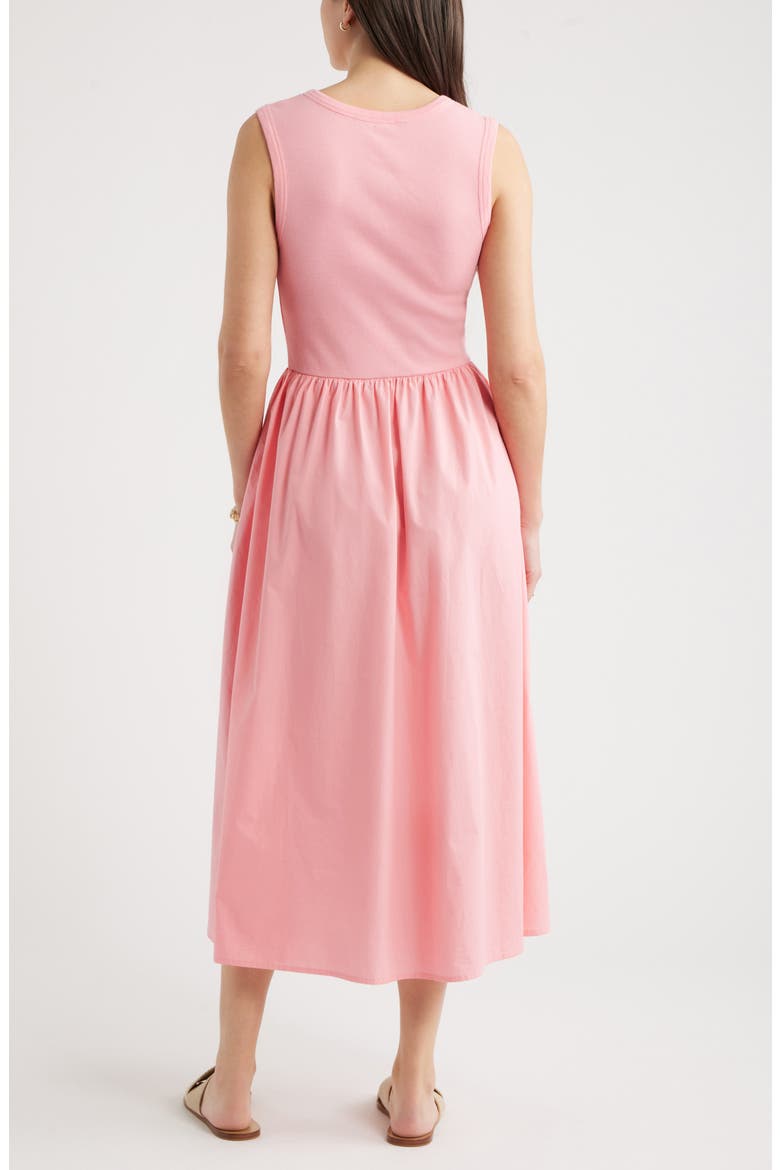 Sleeveless Mixed Media Midi Dress, Alternate, color, PINK DIANTHUS