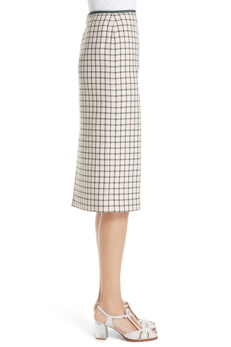 Check Wool Pencil Skirt, Alternate, color, PINK GREEN