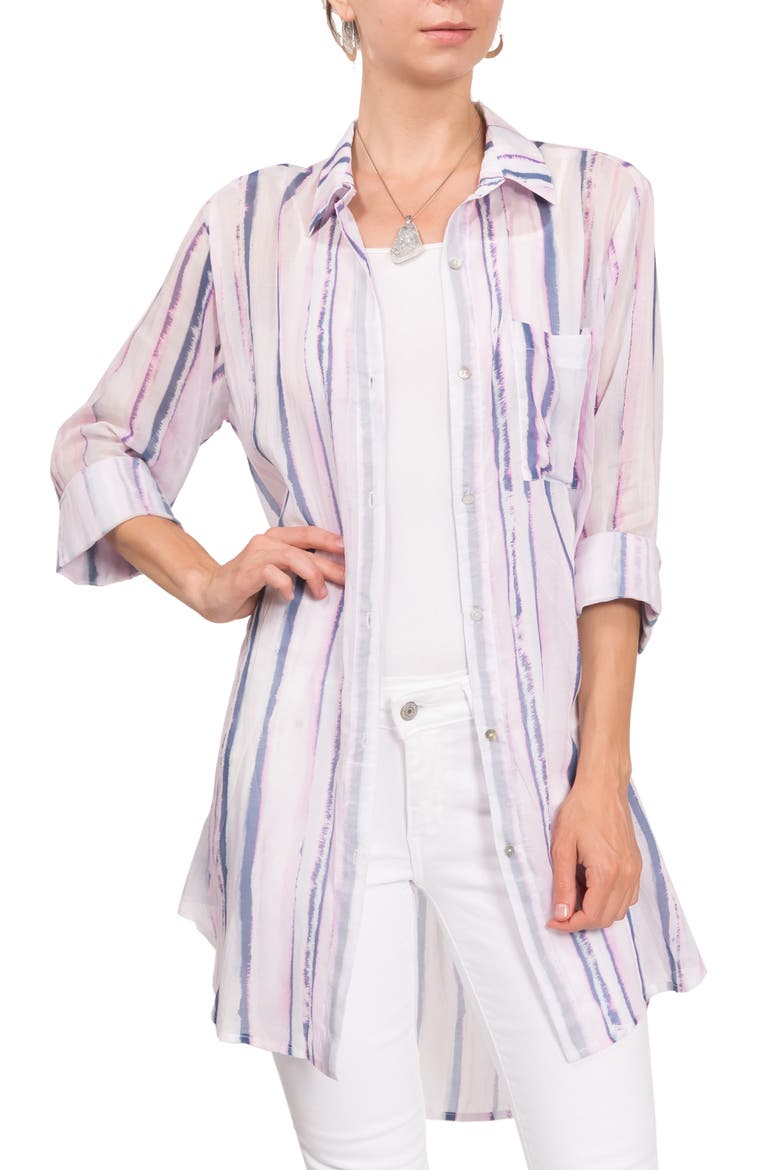 Rick Floral Cotton & Silk Blend Sleep Shirt, Main, color, LANAI TIE DYE