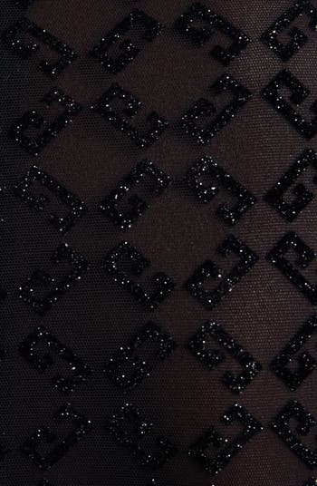 Givenchy Monogram 72 Glitter Flocked Long Sleeve Mesh Dress