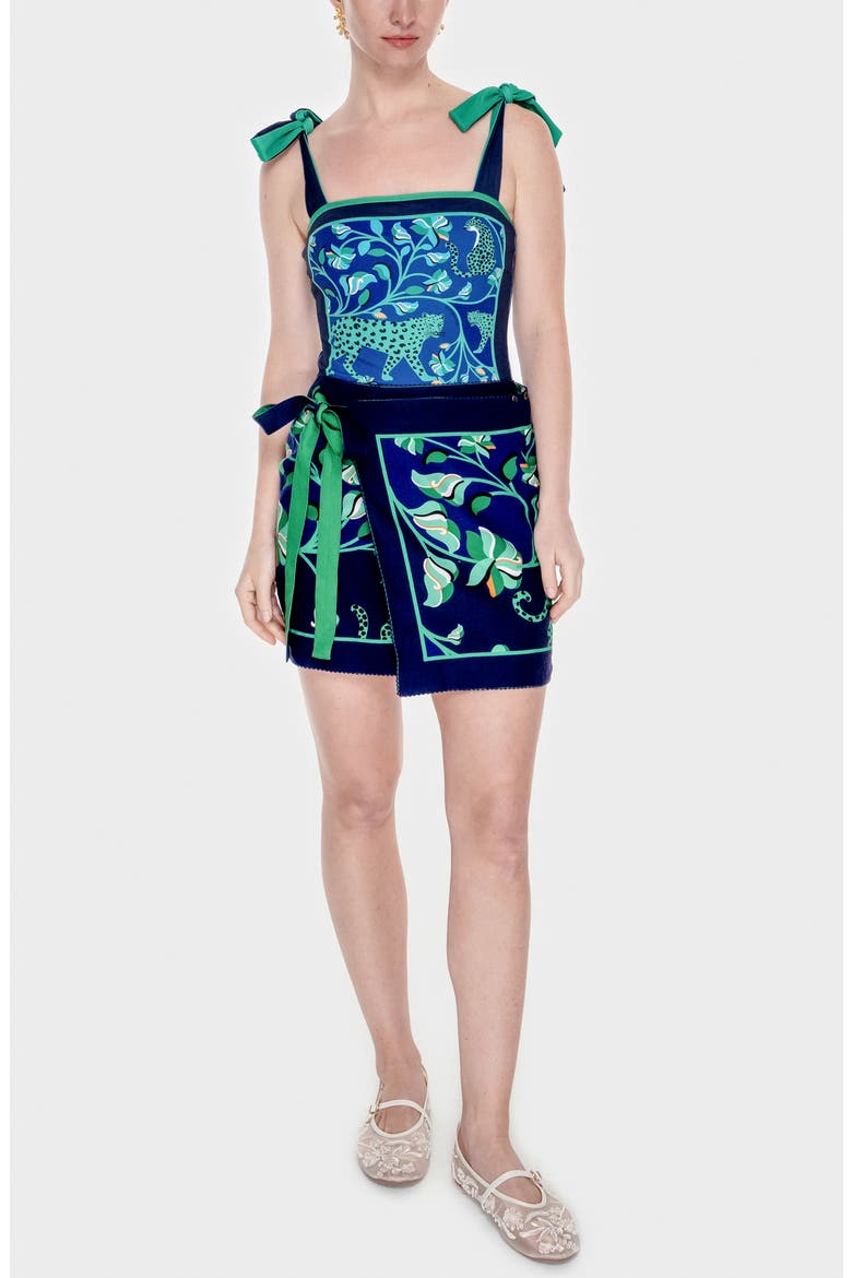 Swim Cover Up Skirt-Green Wonderland, Alternate, color, Green