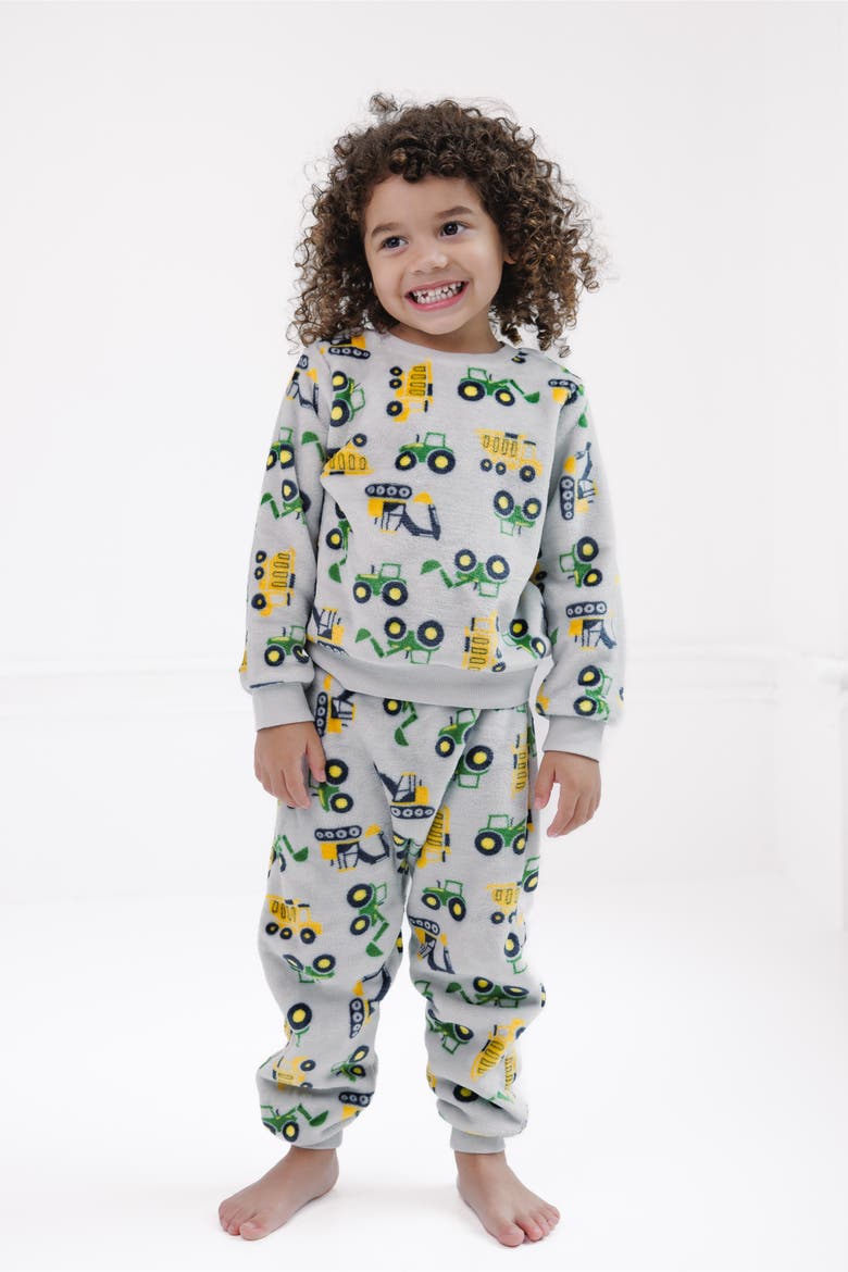 2-Piece Fleece Sweatshirt and Pants Set, Alternate, color, Gray Tractors