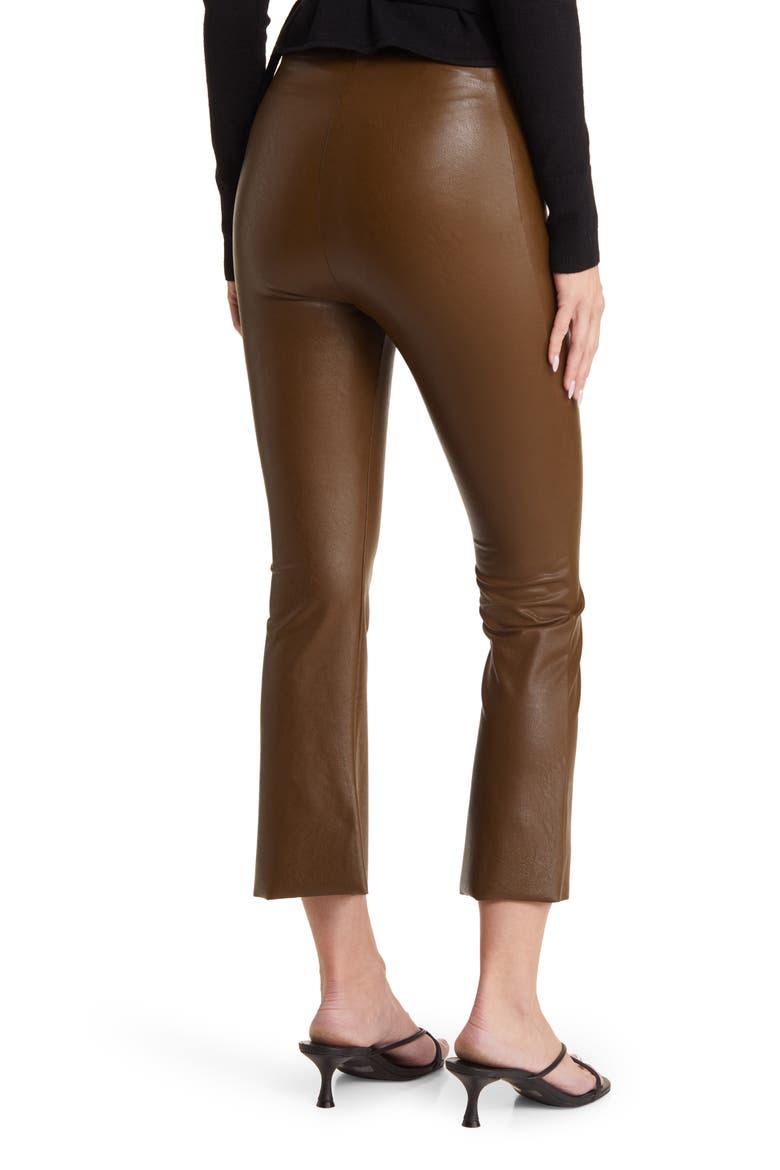 Faux Leather Flare Crop Pull-On Pants, Alternate, color, CADET