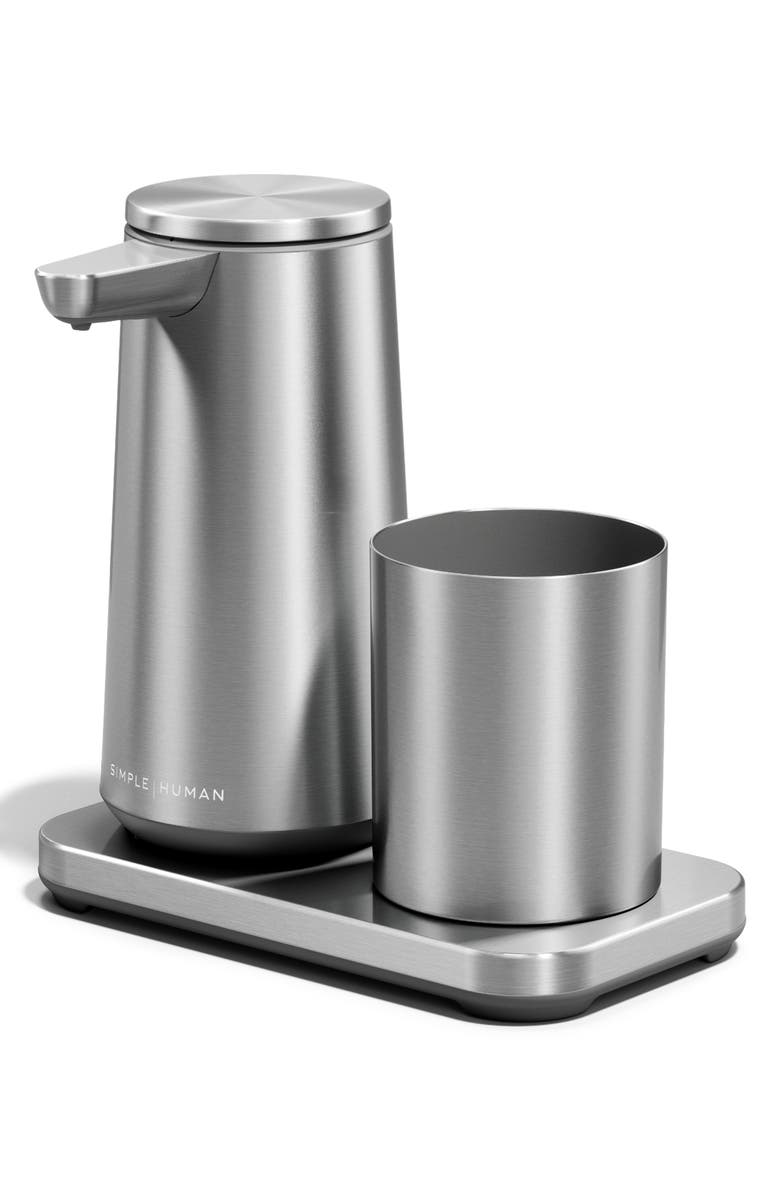 simplehuman Rechargeable Sensor Pump Foam Soap Dispenser with Caddy Cup, Alternate, color, Silver