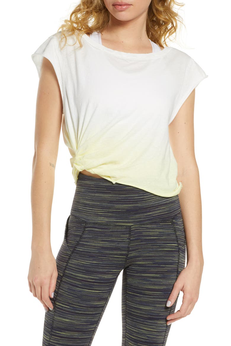 Free People FP Movement Hold it Down Dip Dye T-Shirt, Main, color, LT YELLOW