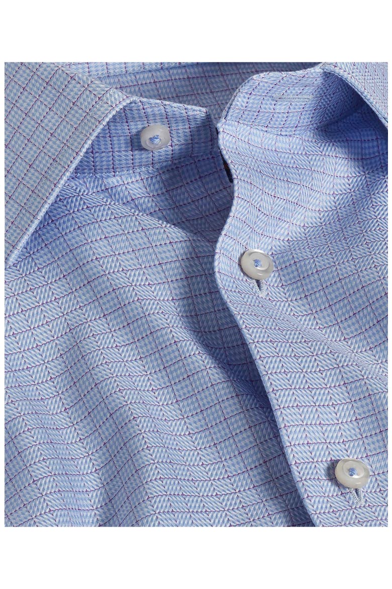 Trim Fit Broken Herringbone Check Dress Shirt, Alternate, color, SKY/ BERRY