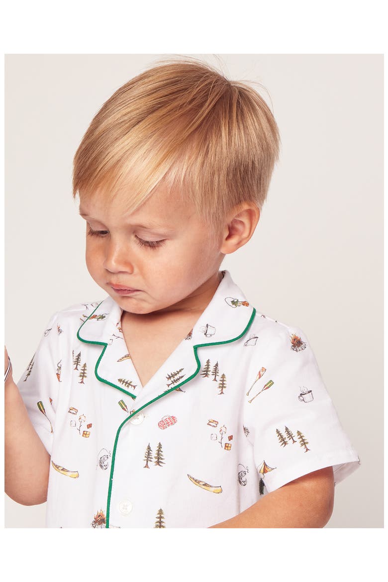 Piped Cotton Blend One-Piece Pajamas, Alternate, color, WHITE
