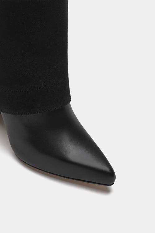 Dante Leather Tall Overlay Boots Vanilla In Black