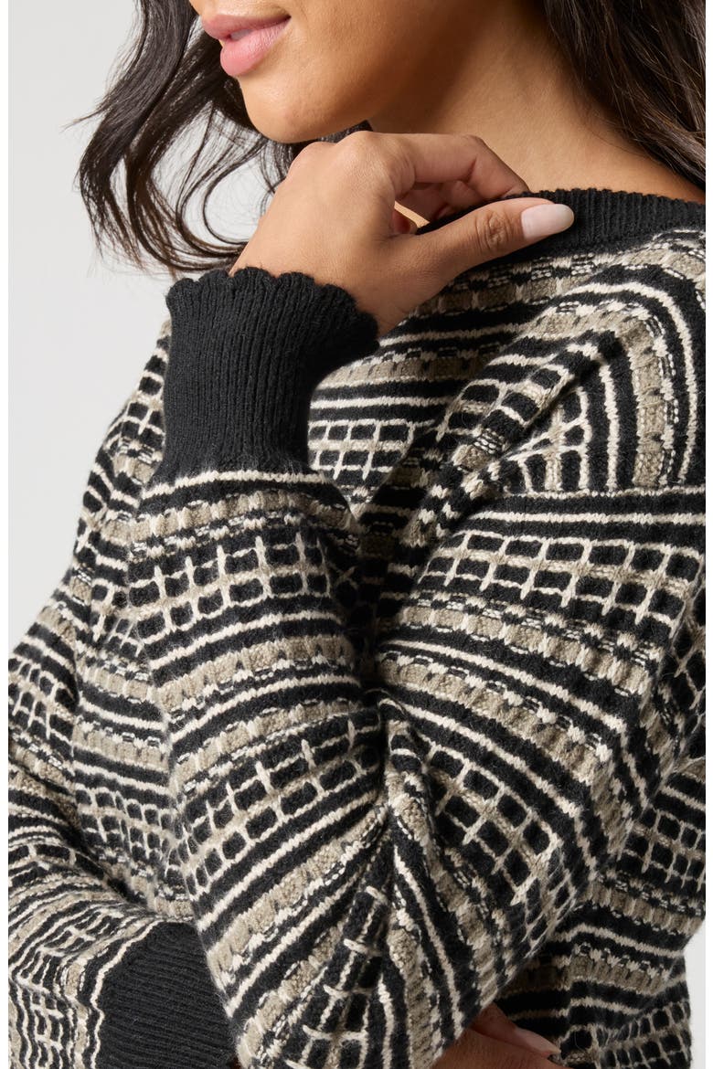 Off the Shoulder Textured Sweater, Alternate, color, BLACK MULTI