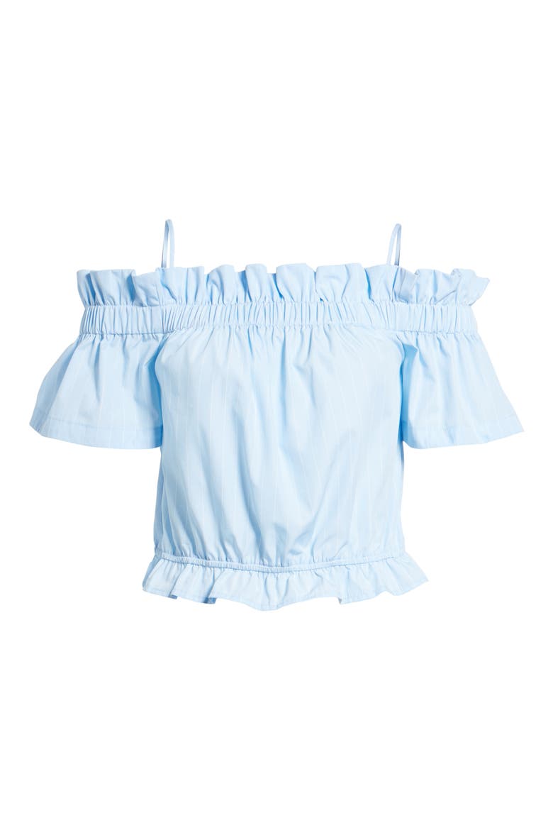 Cold Shoulder Ruffle Trim Top, Alternate, color, BLUE DRIFT RHEA STRIPE