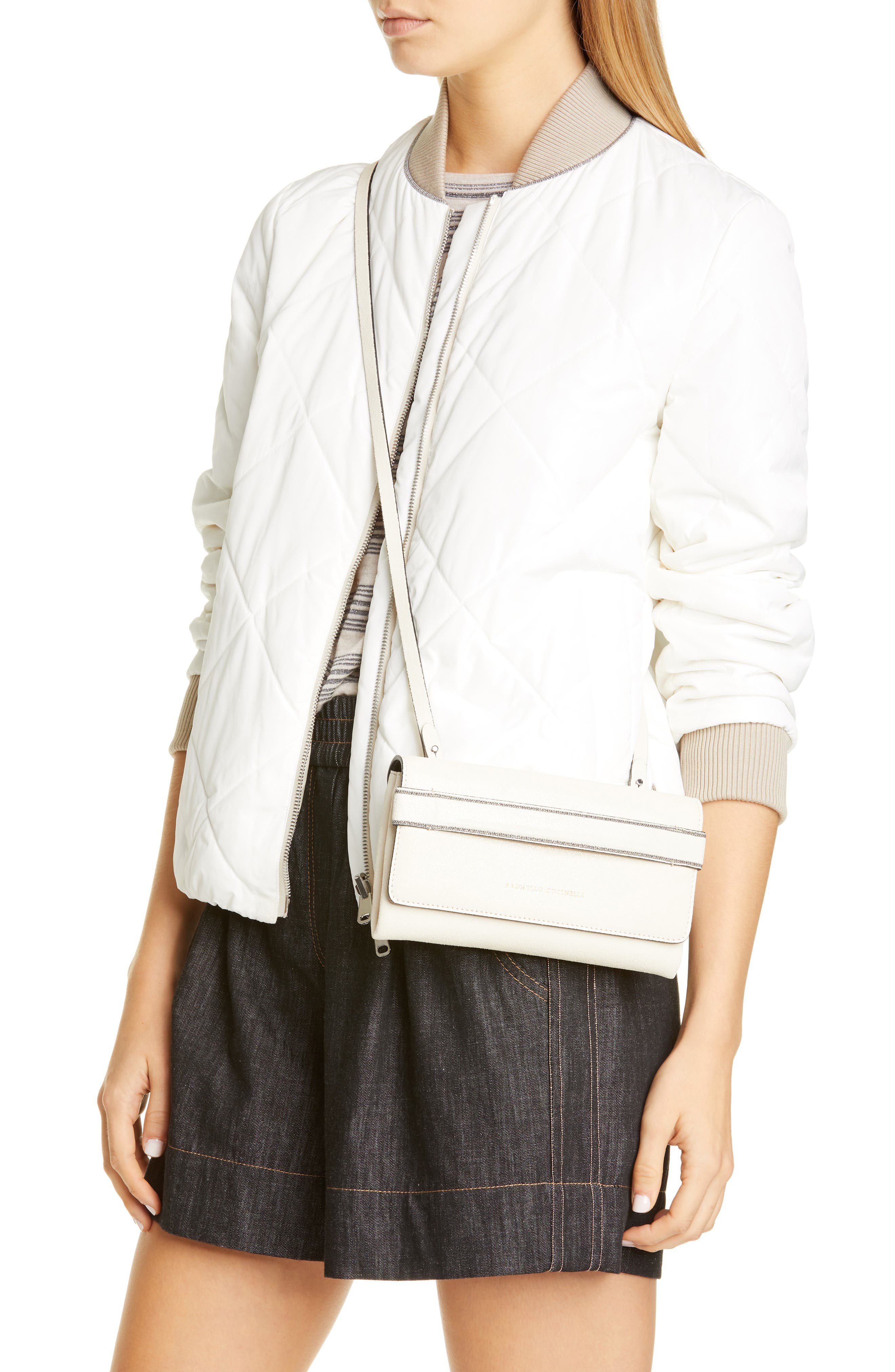 Brunello Cucinelli Mini City Leather Crossbody Bag, Alternate, color, 