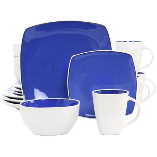 Gibson Elite 16 Piece Stoneware Dinnerware Set In Blue