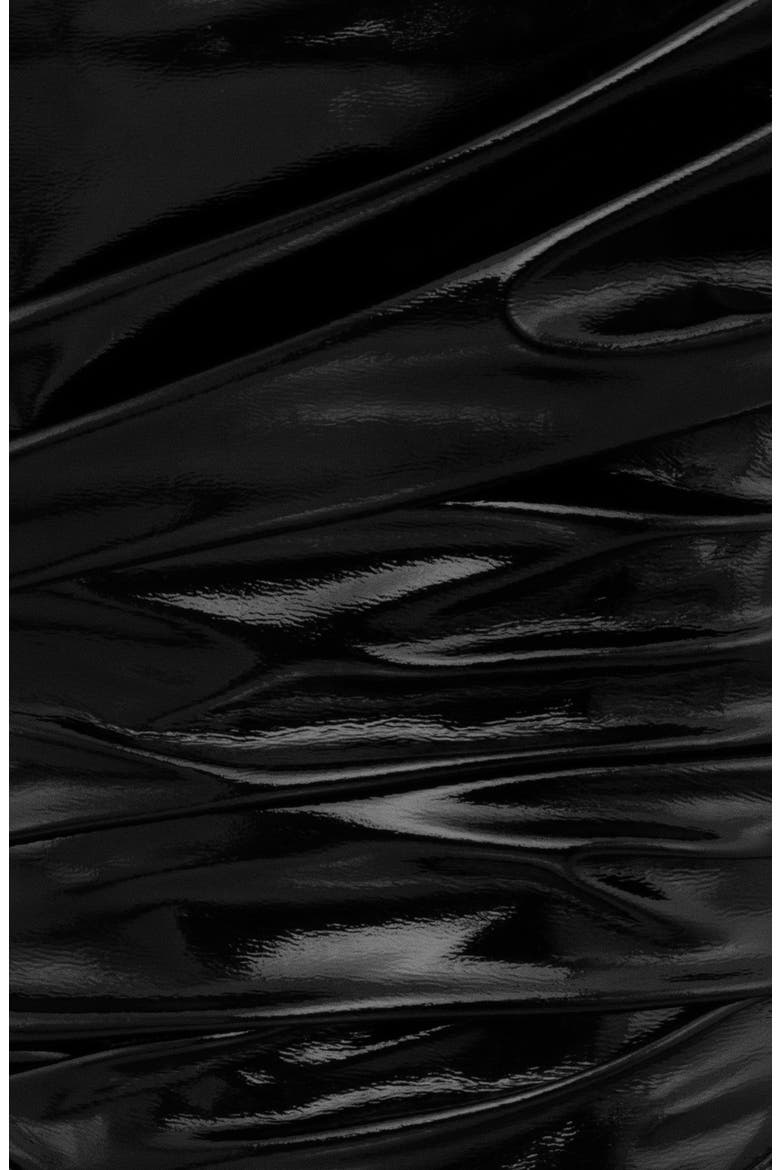 Marla Faux Patent Leather Corset Top, Alternate, color, BLACK
