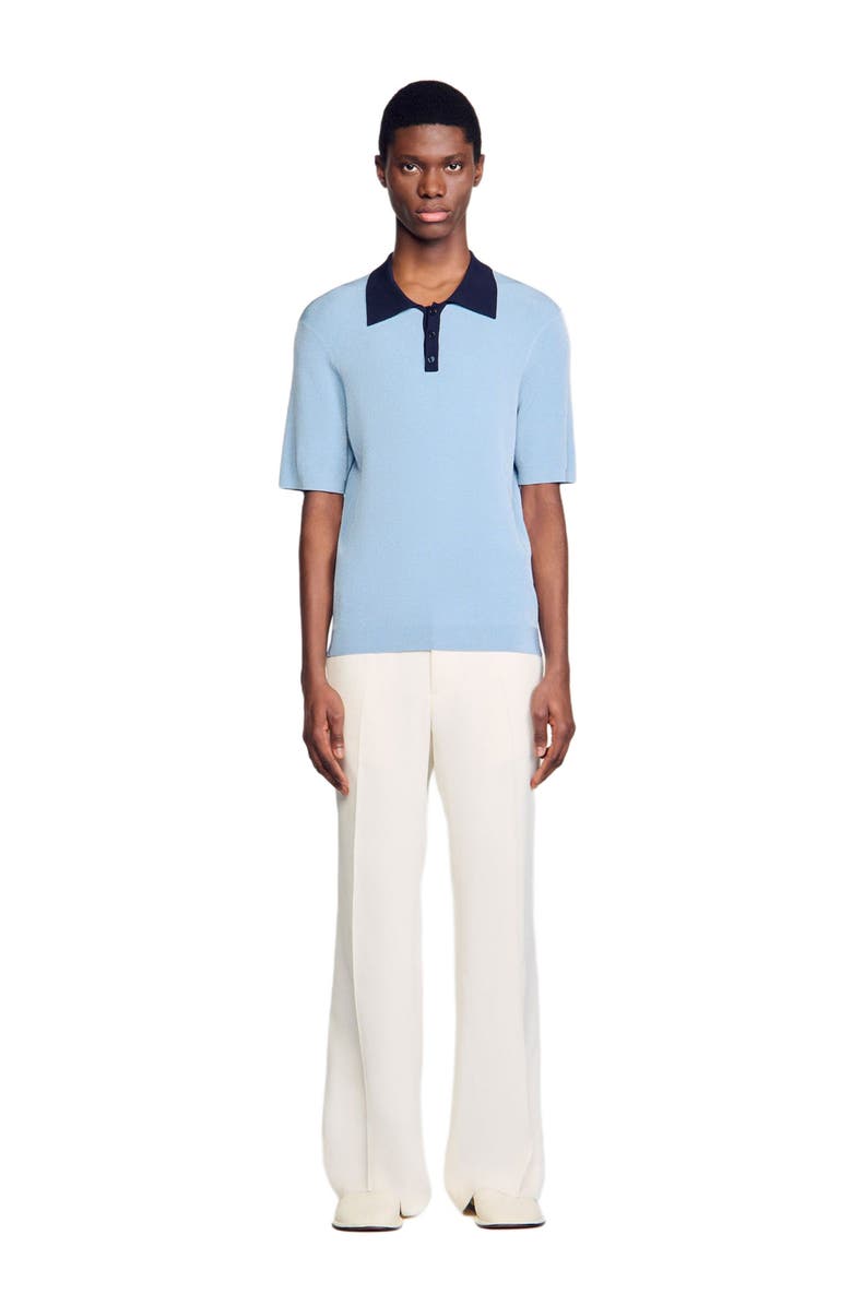 SANDRO Two-tone polo shirt, Main, color, Chambray