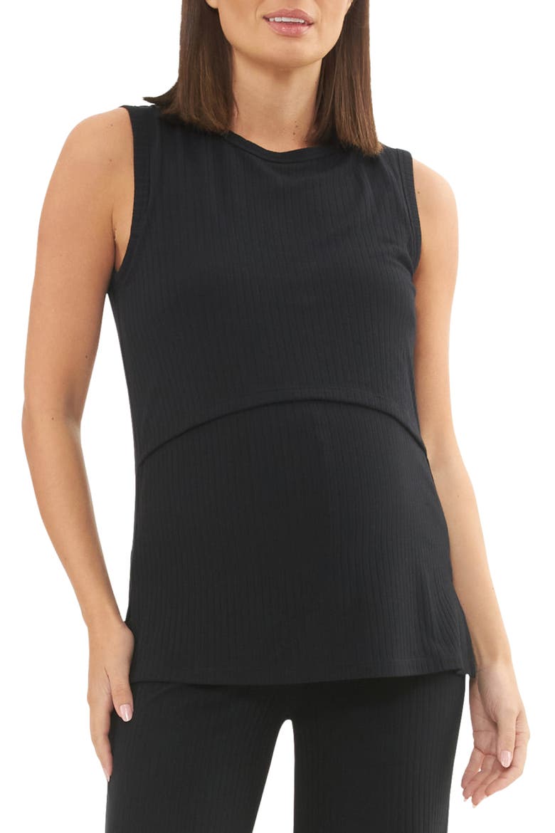 Peter Rib Nursing Tank, Main, color, BLACK