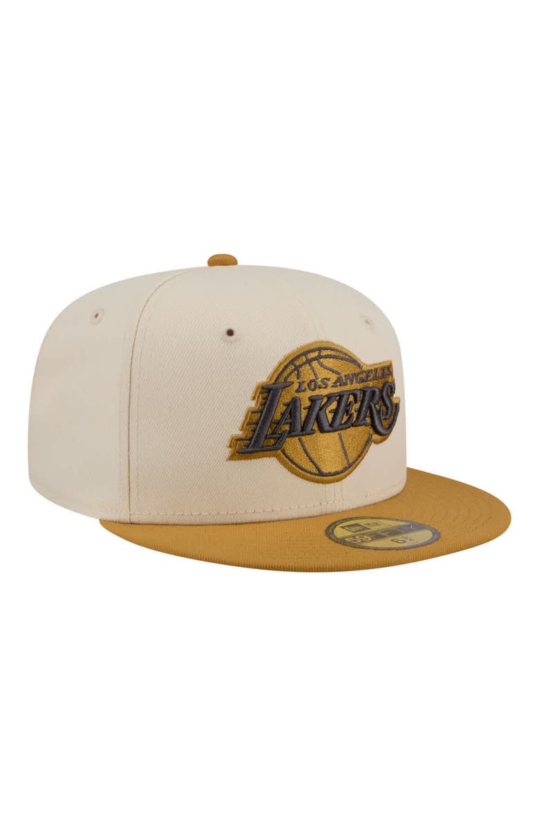 New Era Men's New Era Cream/Tan Los Angeles Lakers Two-Tone Color Pack 59FIFTY Fitted Hat, Alternate, color, Cream