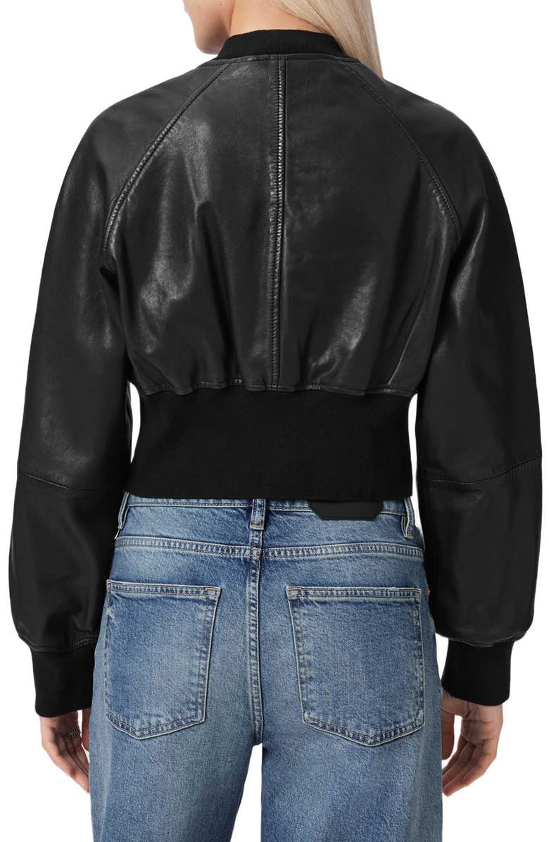 AllSaints Suri Leather Bomber Jacket, Alternate, color, Black
