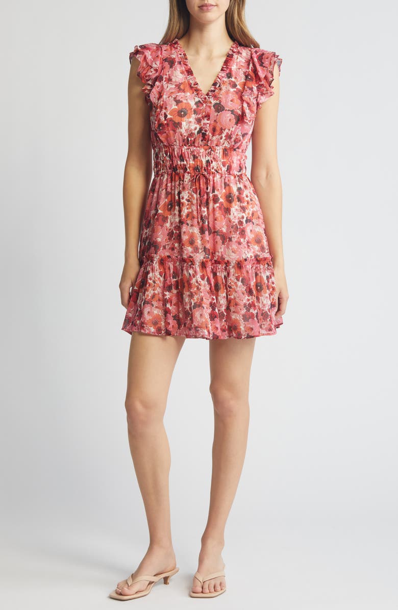 PAIGE Muriel Floral Print Silk Minidress, Main, color, 
