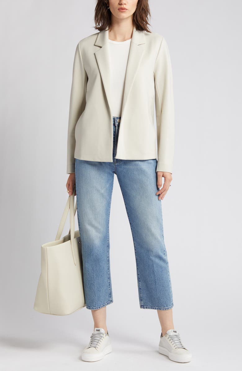 Eileen Fisher Notched Lapel Ponte Blazer, Main, color, Chalk