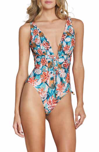 Cosita Linda Lace-Up Plunge One-Piece Swimsuit