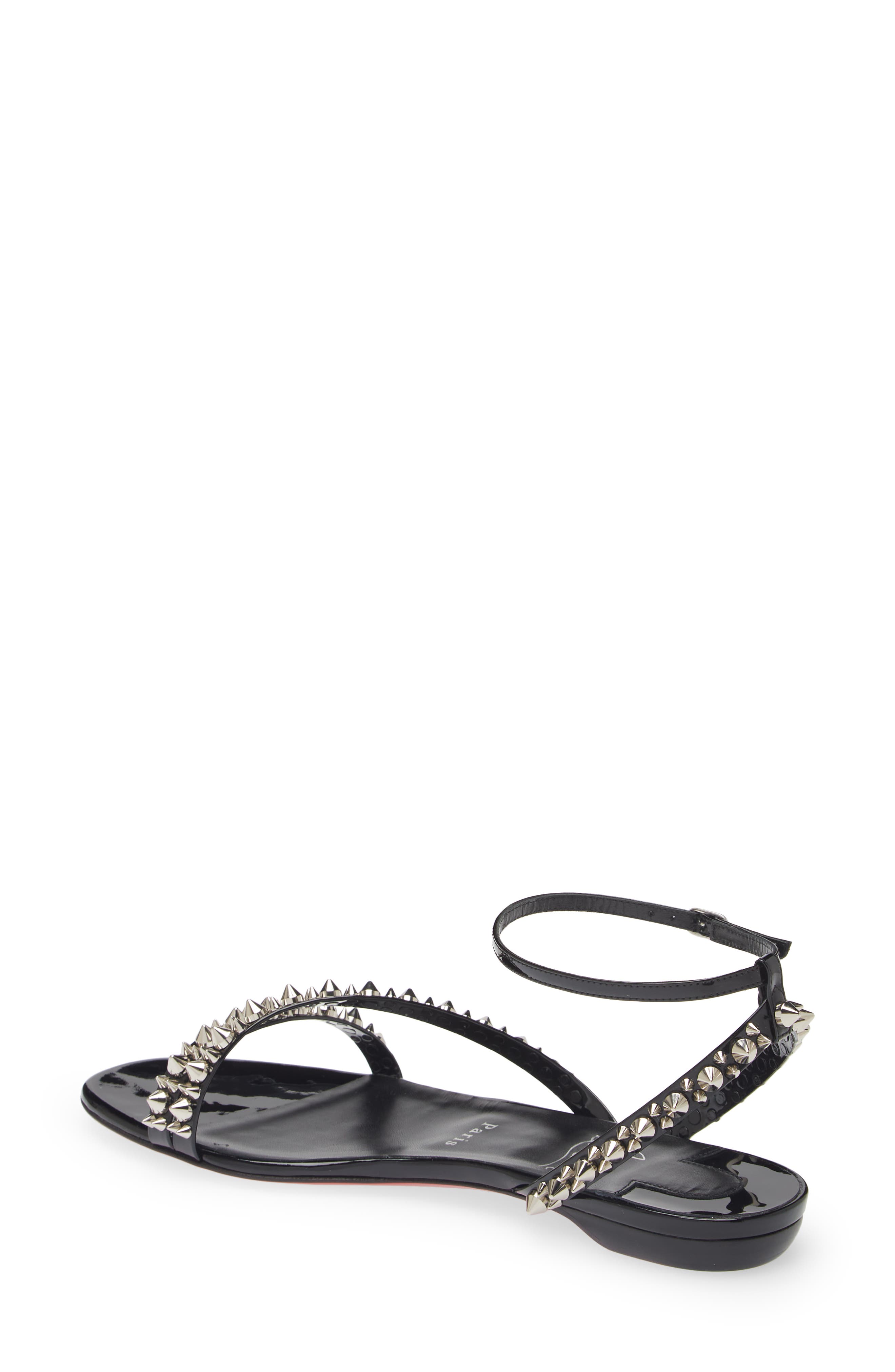 Christian Louboutin Mafaldina Spikes Ankle Strap Sandal, Alternate, color, 