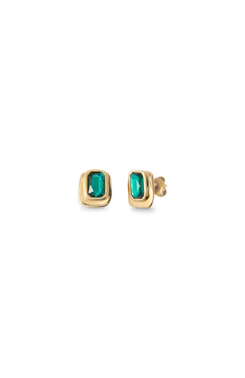 Green Crystal Stud Earrings