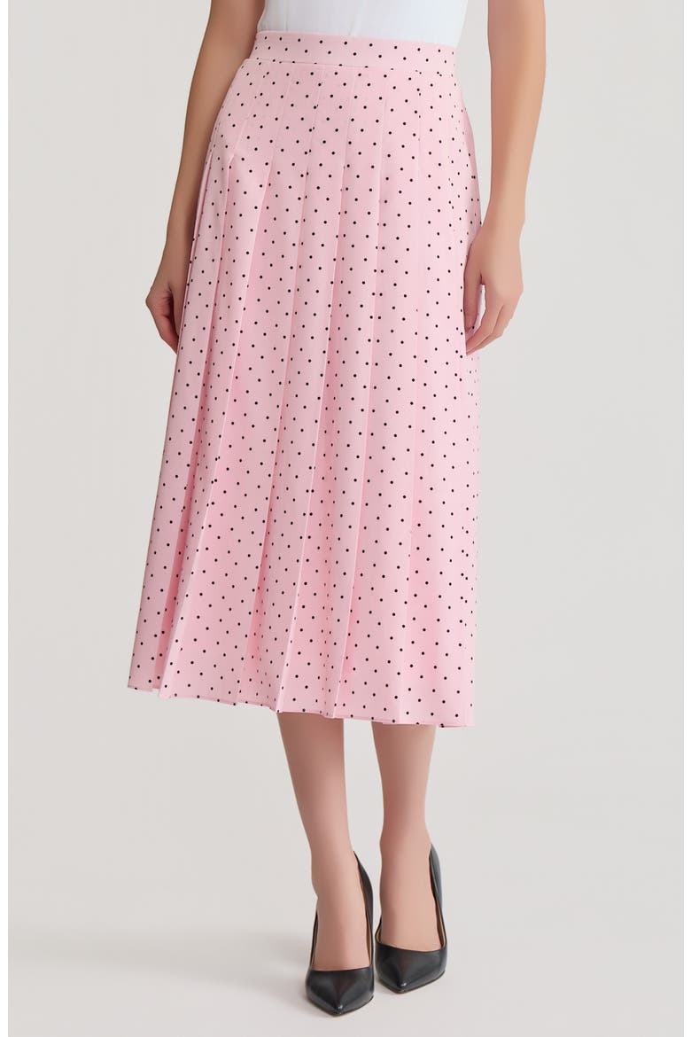 Polka Dot Pleated Skirt, Main, color, TUTU PINK/ BLACK