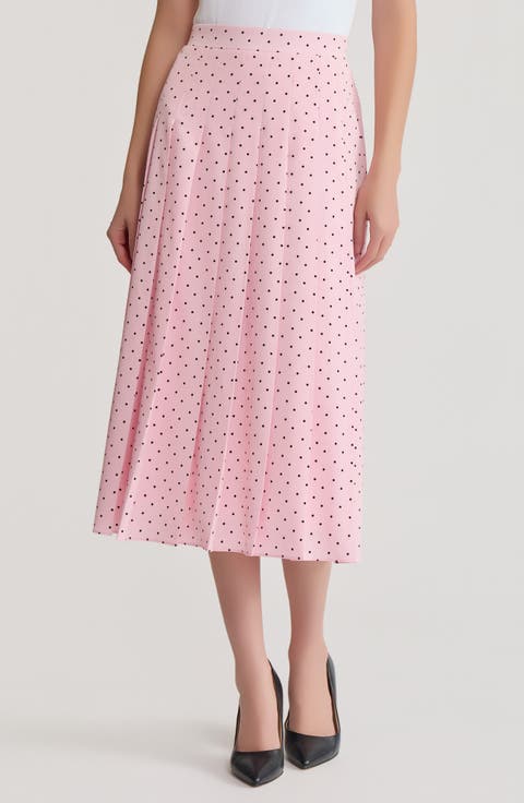 Polka Dot Pleated Skirt
