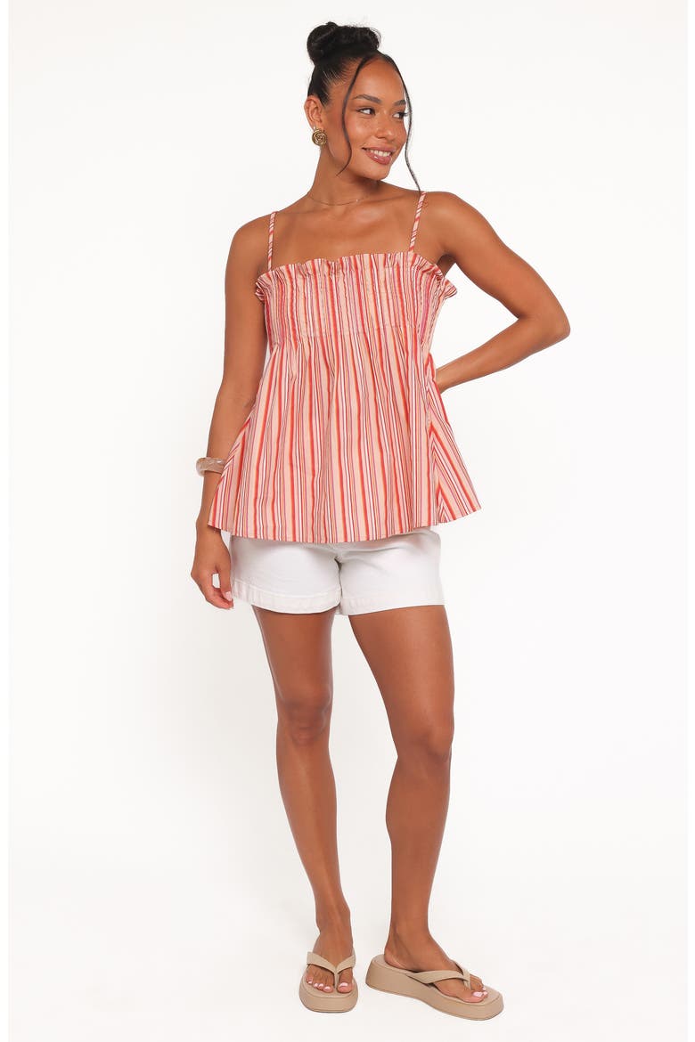Carson Stripe Pintuck Pleat Cotton Camisole, Alternate, color, PEACH STRIPE