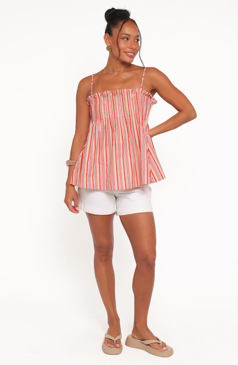 Petal & Pup Carson Stripe Pintuck Pleat Cotton Camisole, Alternate, color, Peach Stripe