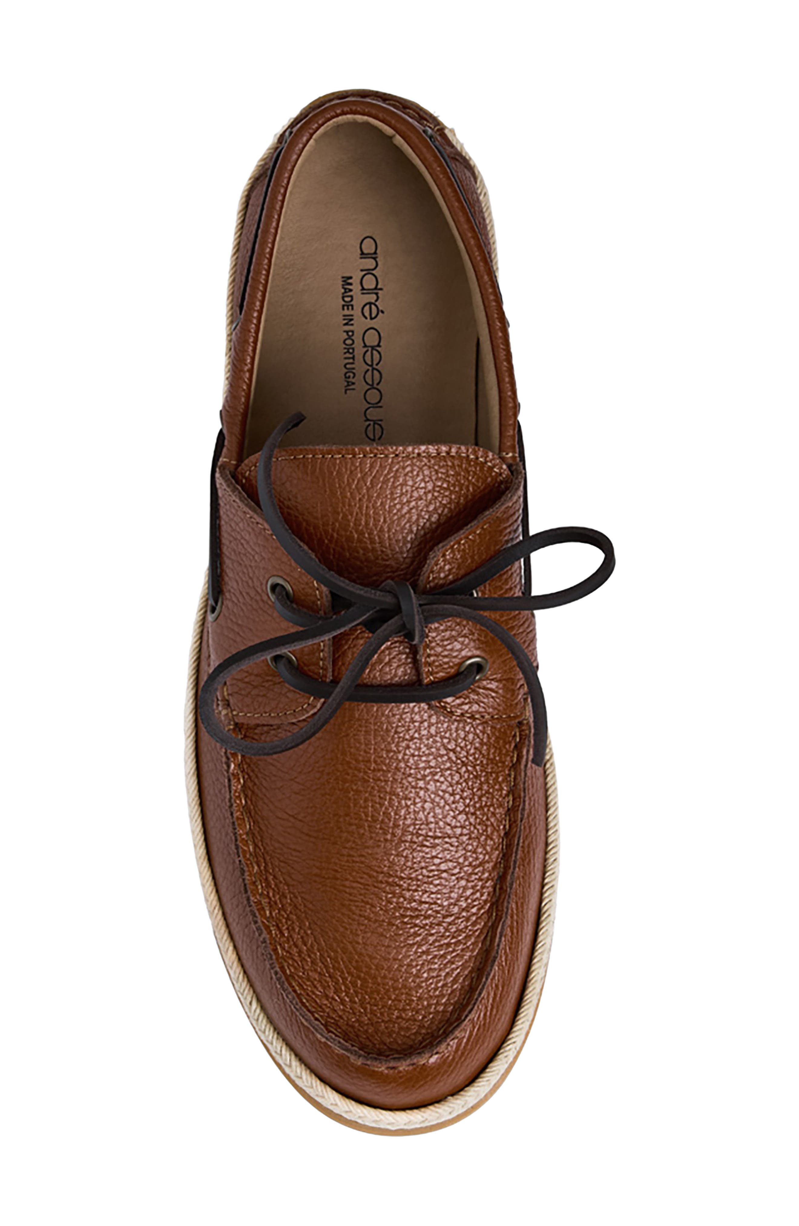 André Assous Allen Boat Shoe, Alternate, color, Cognac Pebbled Leather
