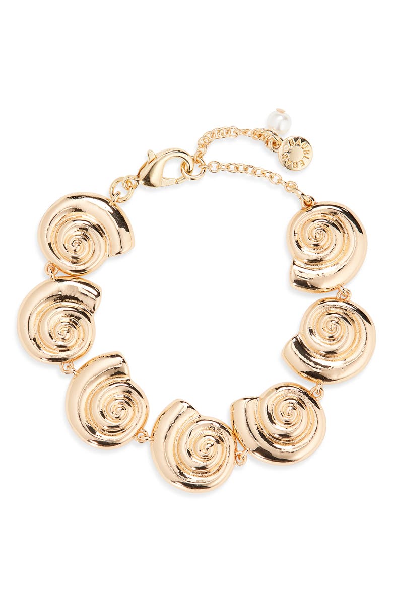 BaubleBar Sheila Shell Bracelet, Main, color, Gold