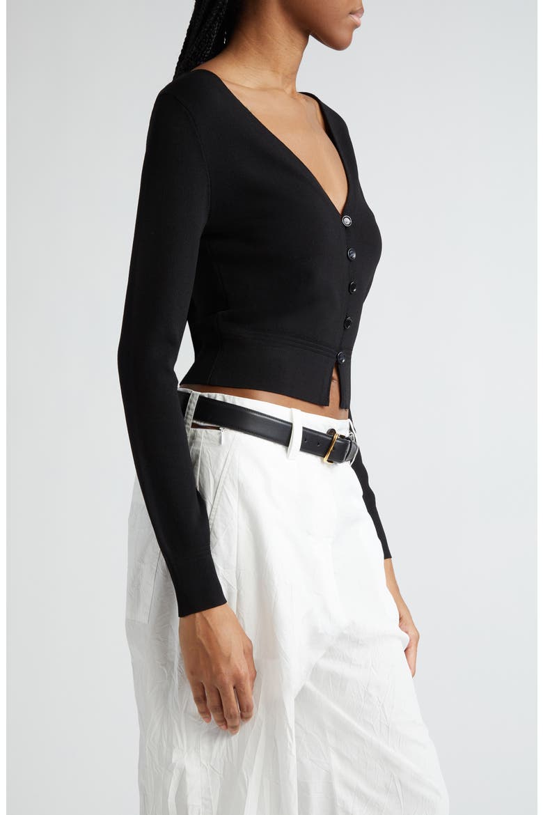 Addie Shrunken Fit Cardigan, Alternate, color, BLACK