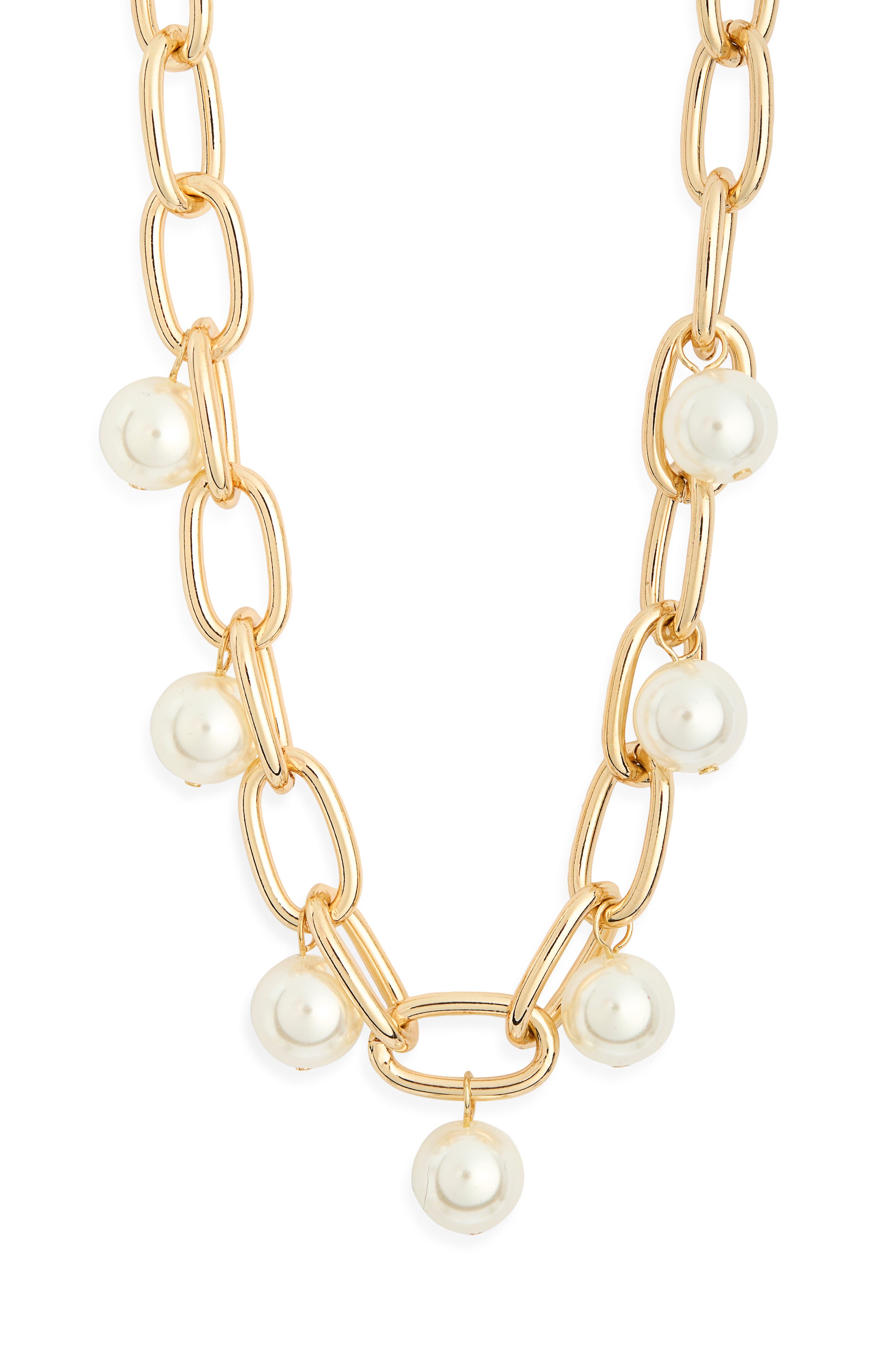 BaubleBar Faux Pearl Charm Necklace