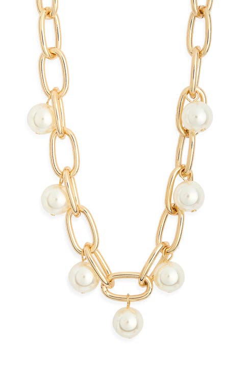 Faux Pearl Charm Necklace
