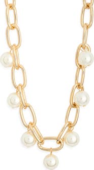 BaubleBar Faux Pearl Charm Necklace