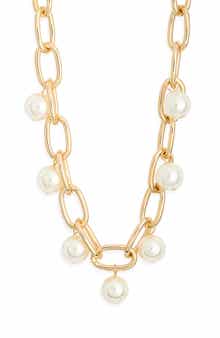 BaubleBar Faux Pearl Charm Necklace