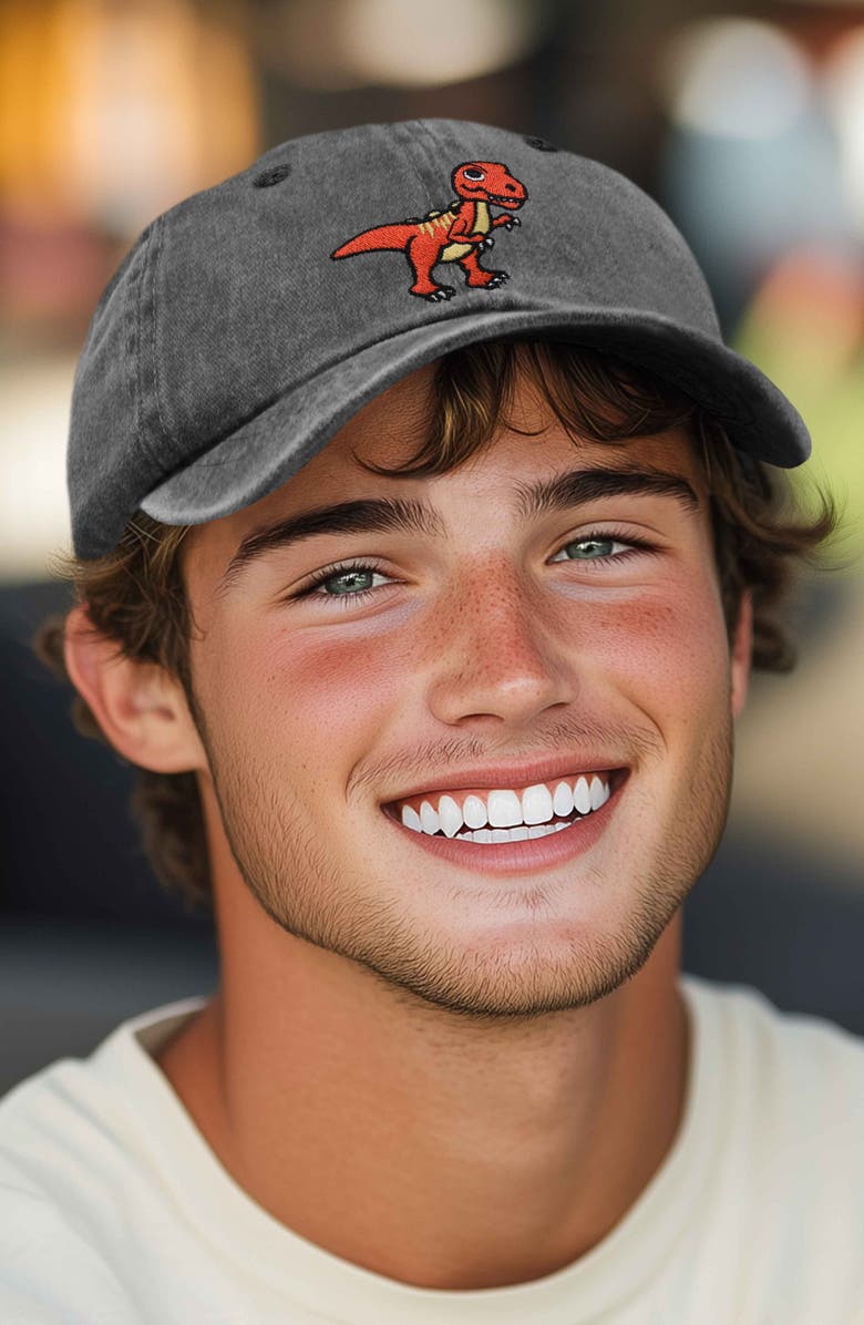 Dalix T-Rex Embroidered Casual Cap, Alternate, color, Washed Black