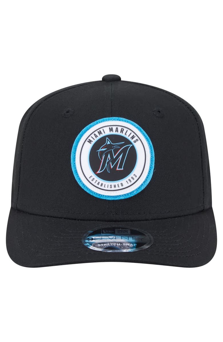 New Era Men's New Era Black Miami Marlins Circle Patch 9SEVENTY Stretch-Snap Hat, Alternate, color, Black