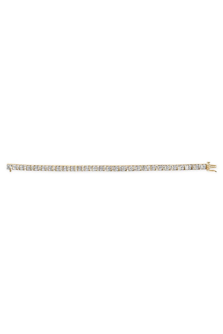 10K Yellow Gold 4.0 Cttw Baguette & Round Cut Diamond Bezel Tennis Bracelet, Alternate, color, Yellow