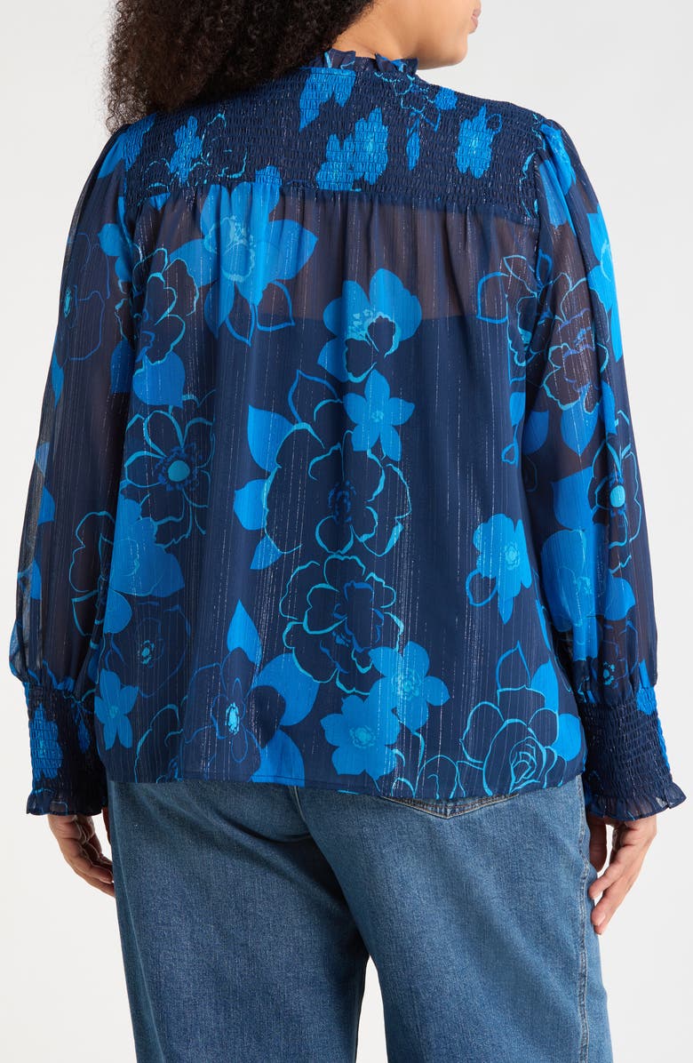 SUGARLIPS Bluford Floral Metallic Top, Alternate, color, Navy-Blue