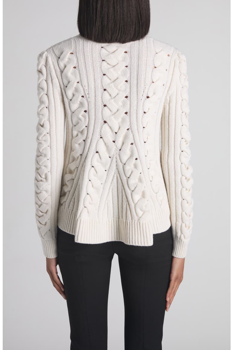 Cable Knit Peplum Sweater, Alternate, color, IVORY