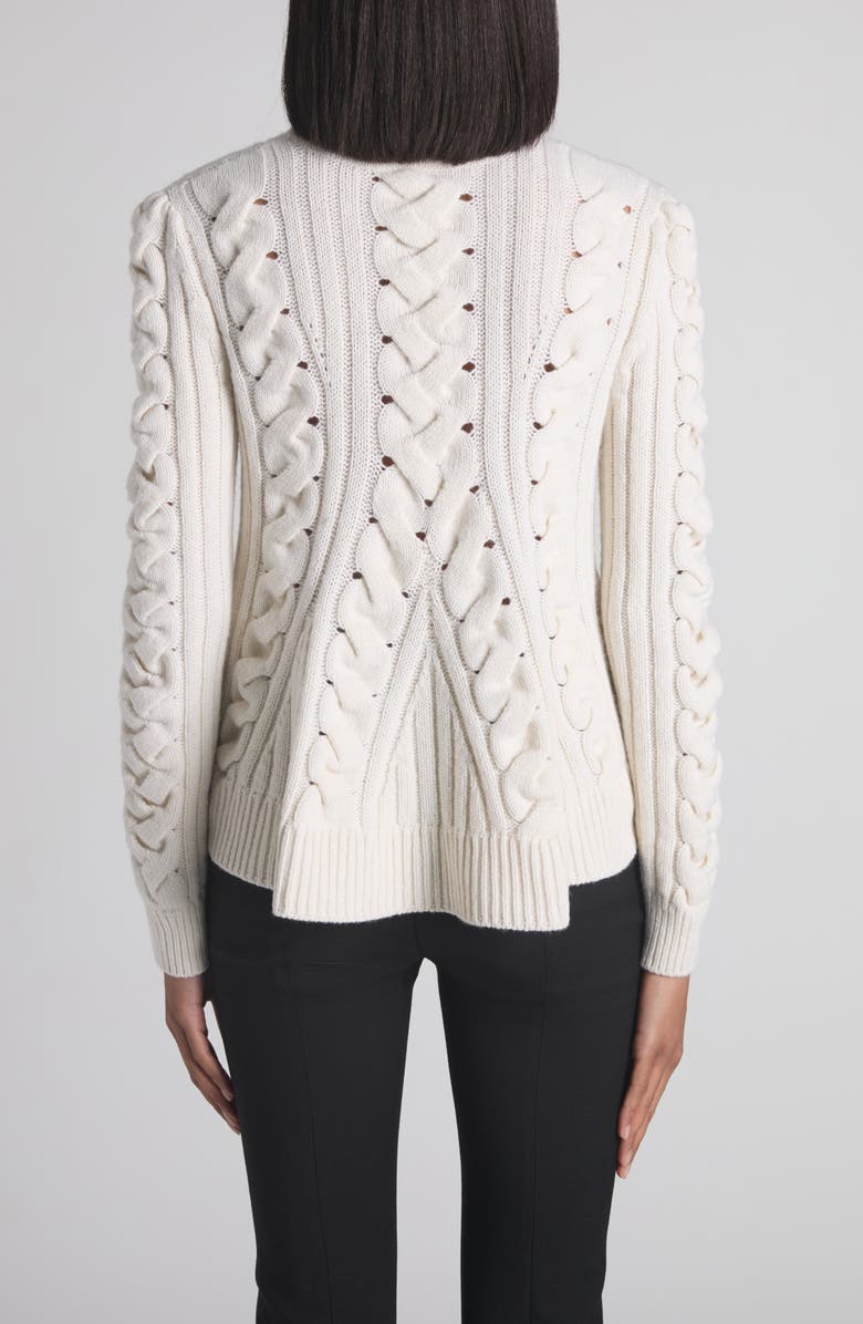 McQueen Cable Knit Peplum Sweater, Alternate, color, Ivory