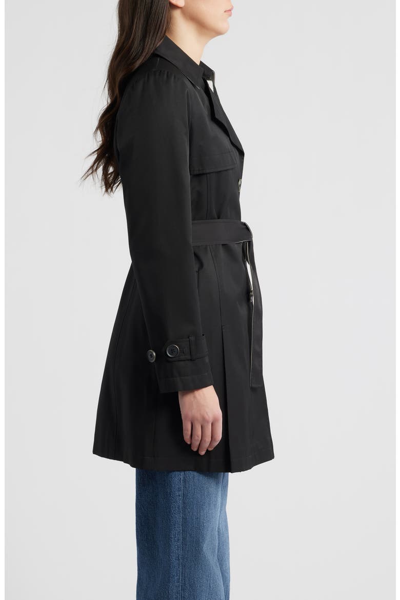 Water Resistant Cotton Blend Trench Coat, Alternate, color, BLACK