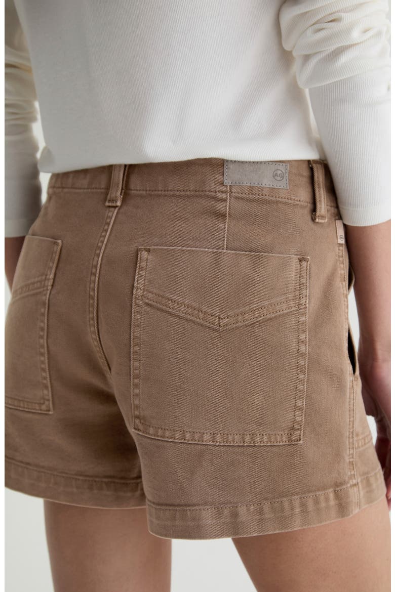 Analeigh High Waist Workwear Twill Shorts, Alternate, color, SULFUR LIGHT TAUPE