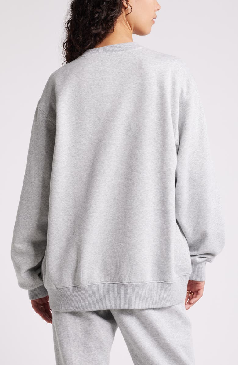 BP. Fleece Detail Oversize Crewneck Sweatshirt, Alternate, color, Grey Soft Heather